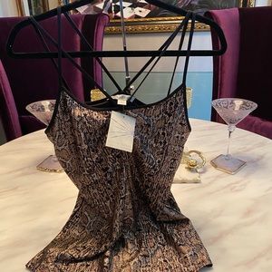 Boston Proper Gold Foil Snake Print Camisole